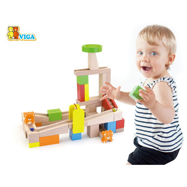 Set joc din lemn "Tobogane pentru bile" (49 elemente) 51619 (7900)