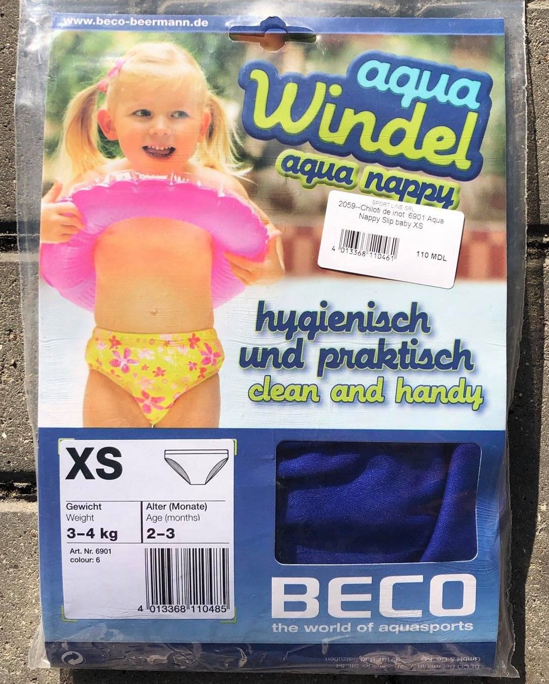 Chiloti de inot XS (2-3 luni, 3-4 kg) Beco Aqua Nappy Slip baby 6901 (2059)