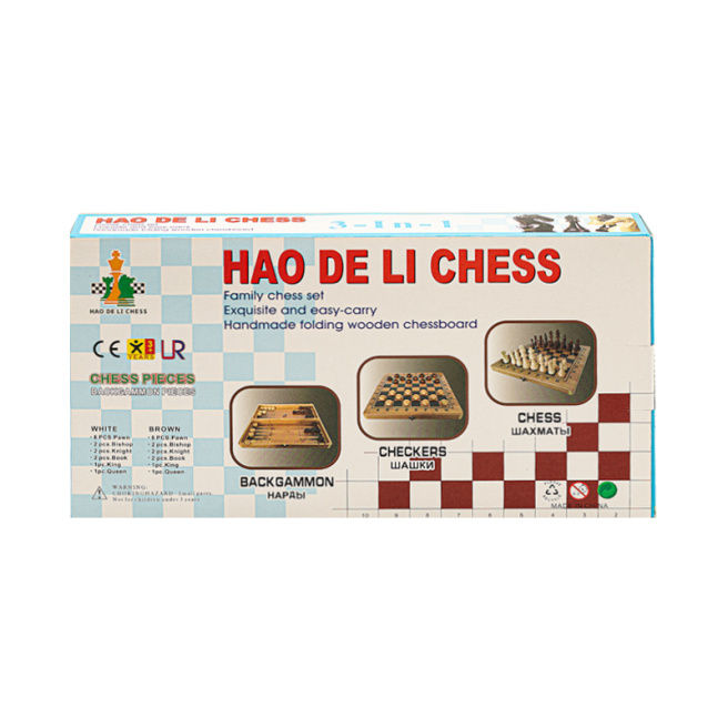 Шахматы деревянные 3-в-1 39x39 см 167607 (9017)