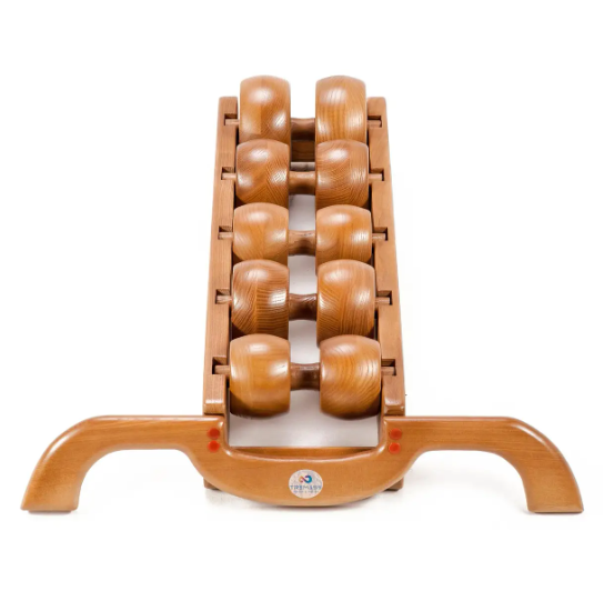 Aparat masaj pentru spate din arin (max. 120 kg), 5 role Tremass Fitness (6779)