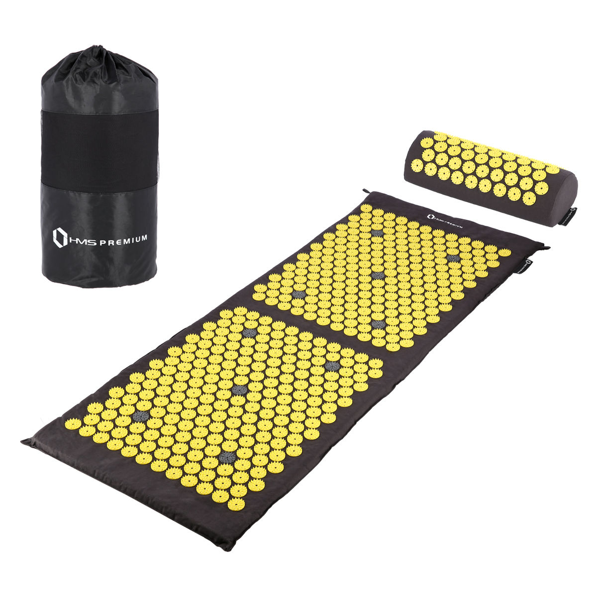 Saltea acupunctura 125x48 cm + perna HMS AKM03 17-44-306 black / yellow (4143)