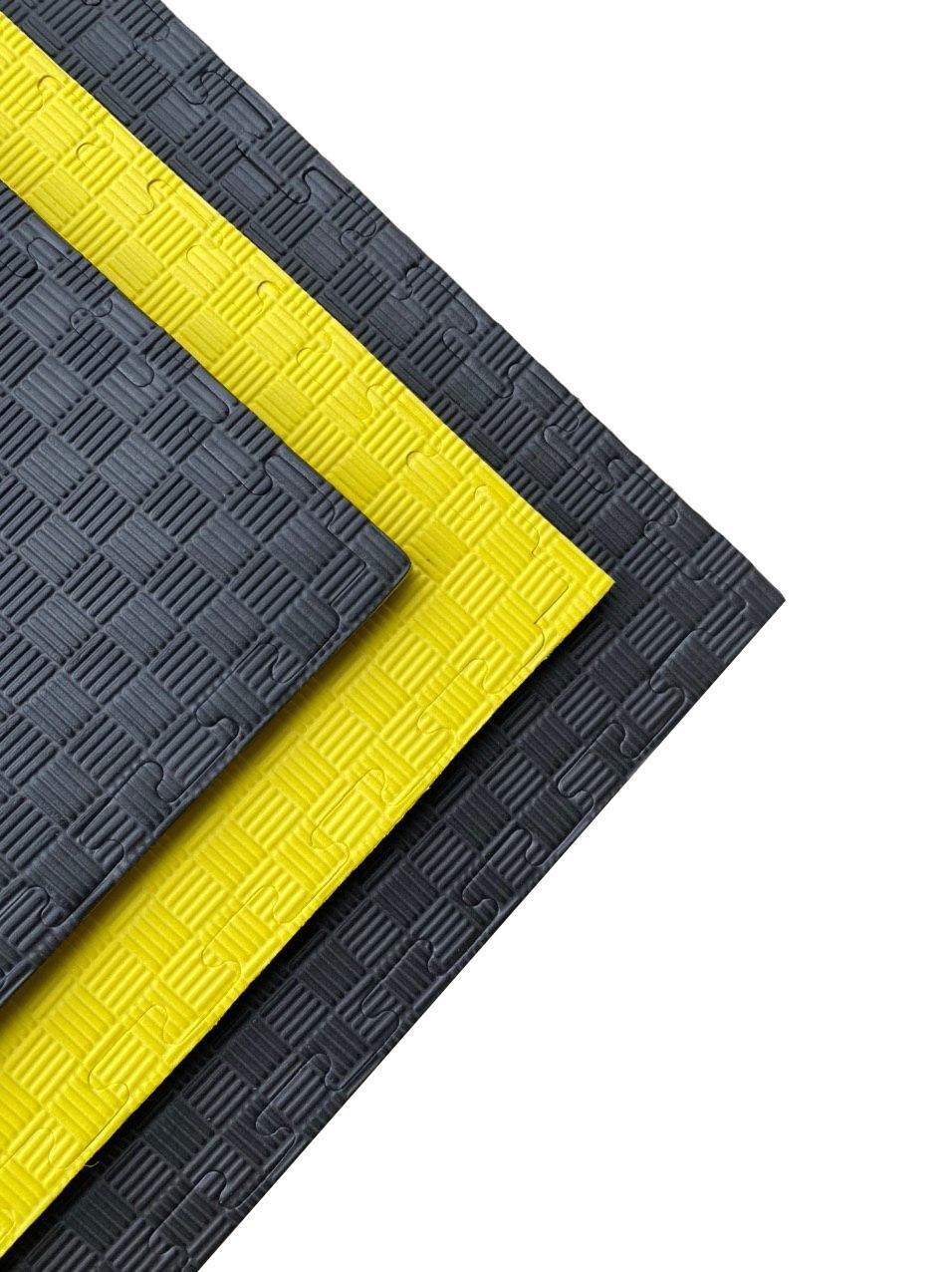Tatami mat Eva Puzzle 1х1 m, 4 cm, 80 kg/m3 yellow-black (5473)