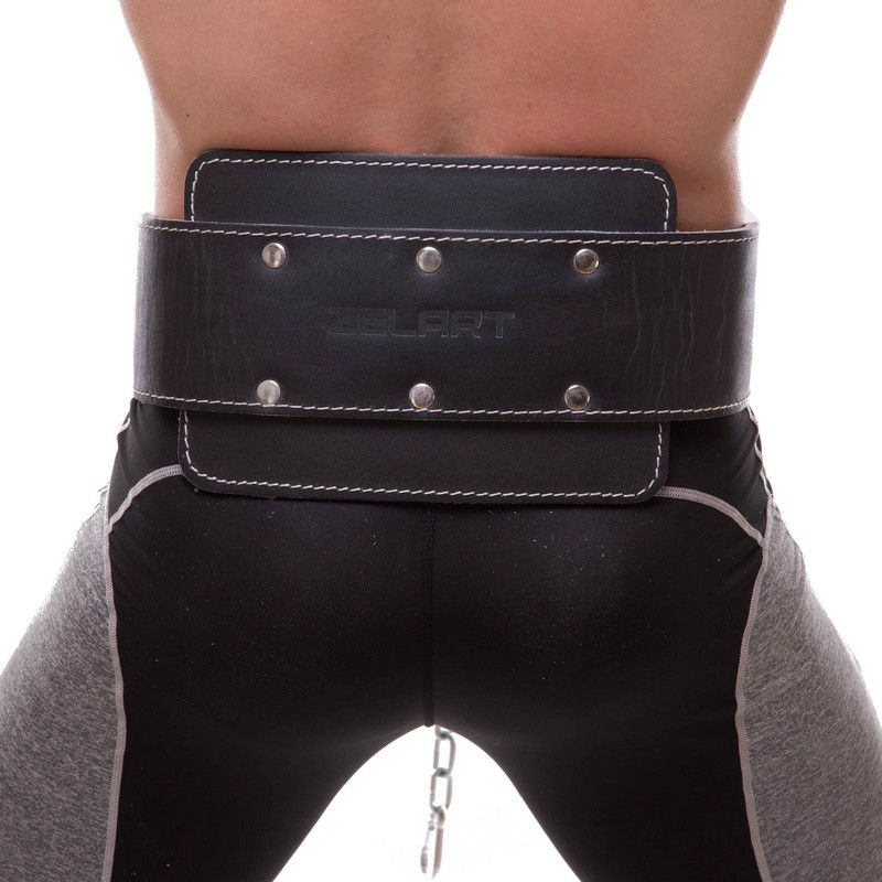 Briu din piele pt greutati cu lant 18 cm Zelart SB-165127 black (9335)