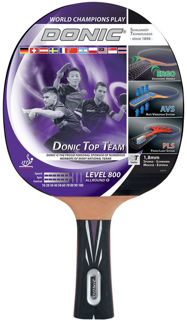 Paleta tenis de masa Donic Top Team 800 / 754198, 1.8 mm, Vari Slick-Rubber (3895)