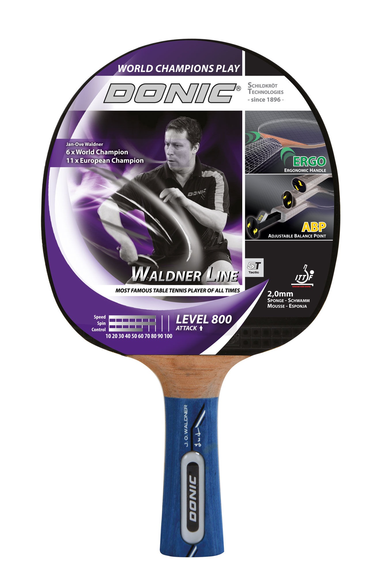 Paleta tenis de masa Donic Waldner 800 / 754882,  2.0 mm, Vari Slick-Rubber (3894)