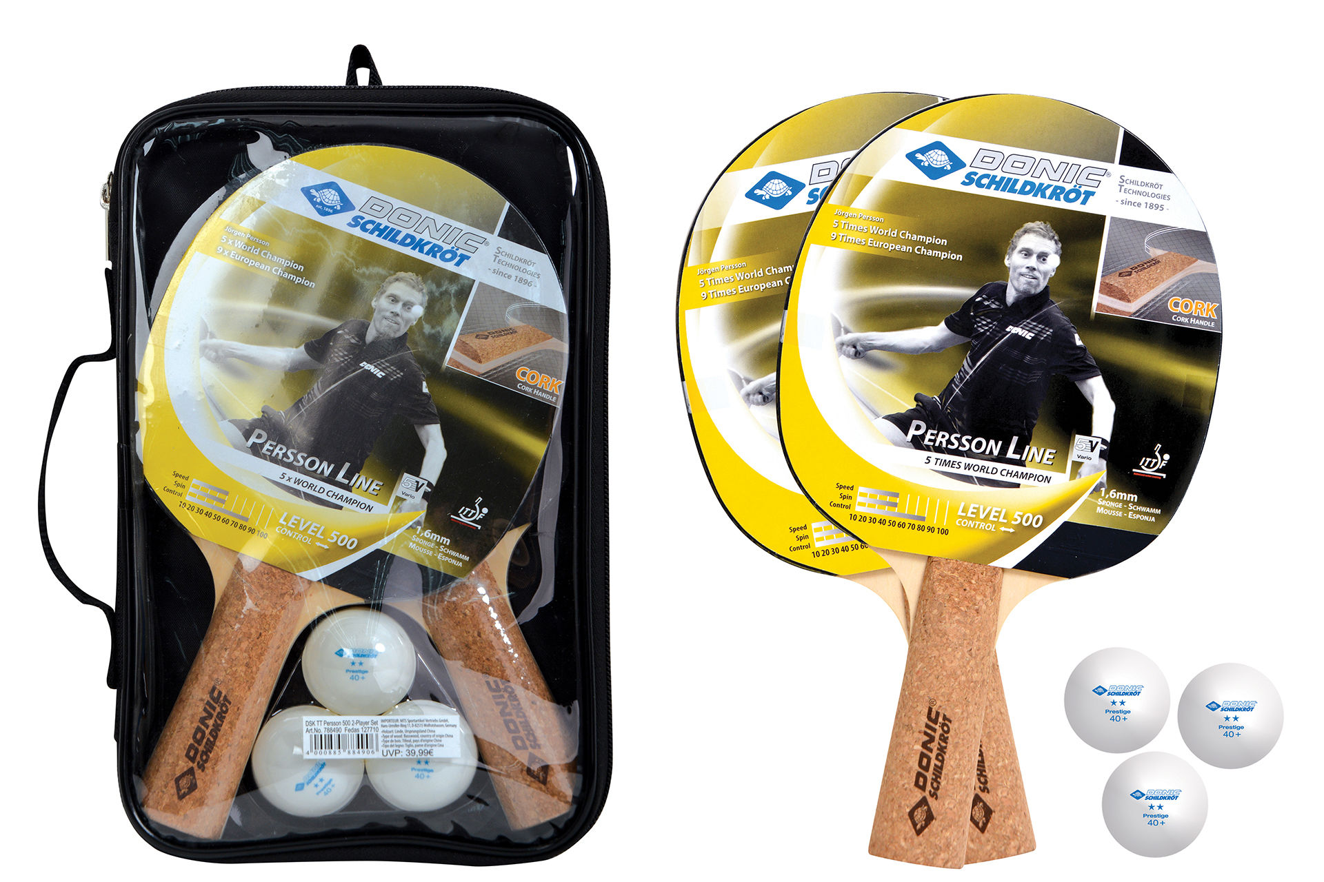 Set pt tenis masa (2 palete + 3 mingi + husa) Donic Persson 500 / 788490 (5389)