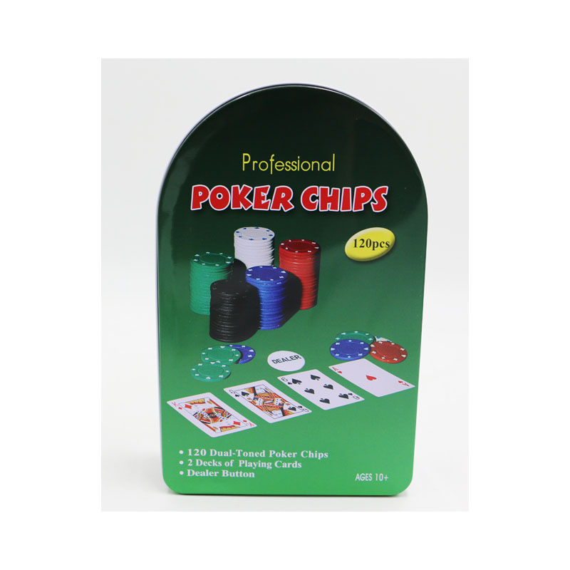 Joc de masa "Poker" in cutie din metal (120 buc.) 224-455/456 (1261)