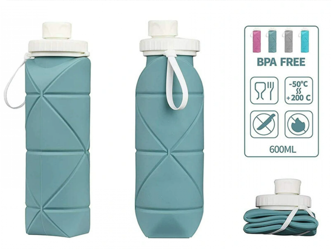 Sticla pliabila din silicon 600 ml 136-18 (10548)