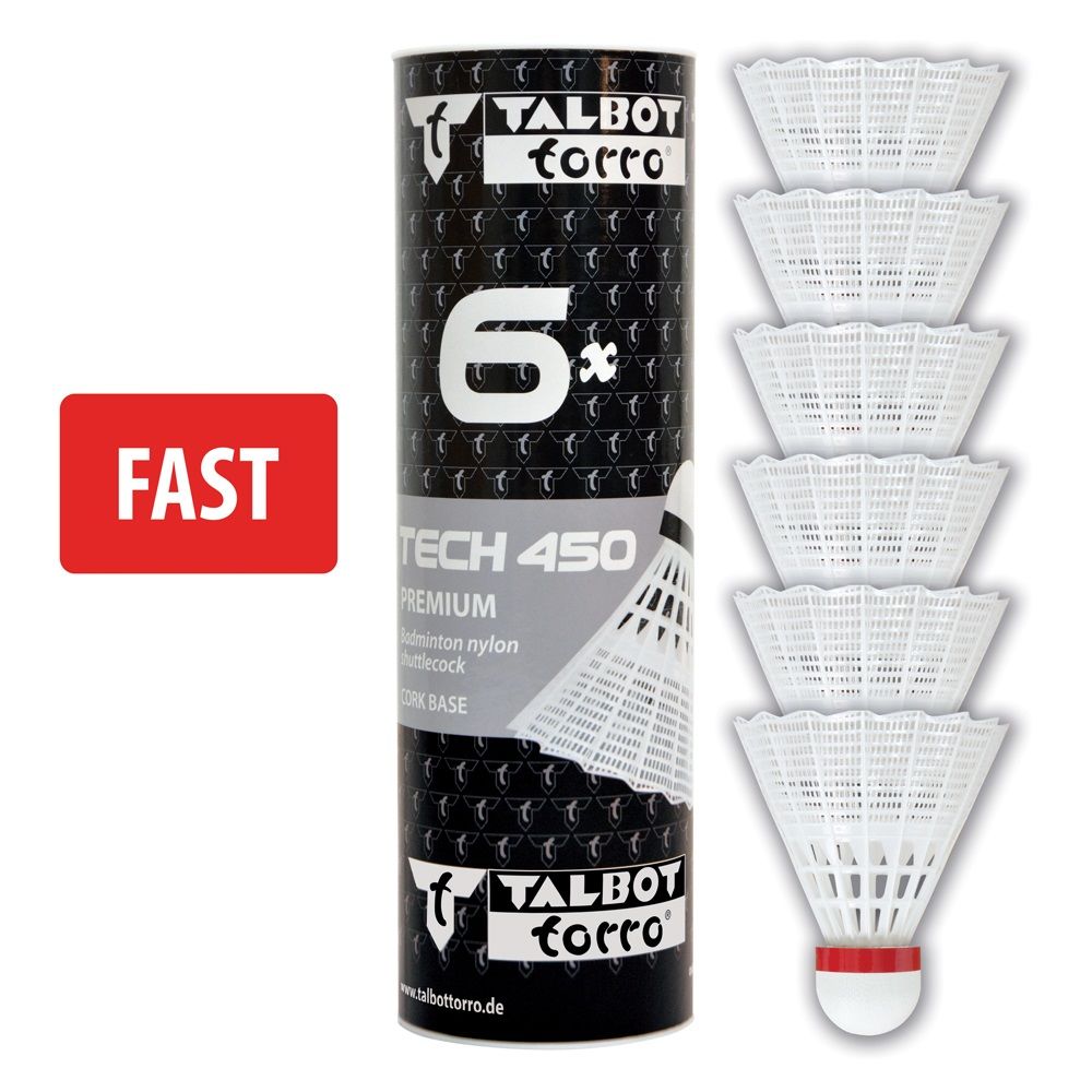Fluturas badminton (nylon, pluta) Tech450 469082 white-red (4690)
