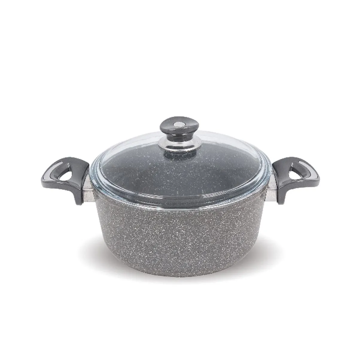 Cratiță adâncă 26 cm+capac, granit LUX