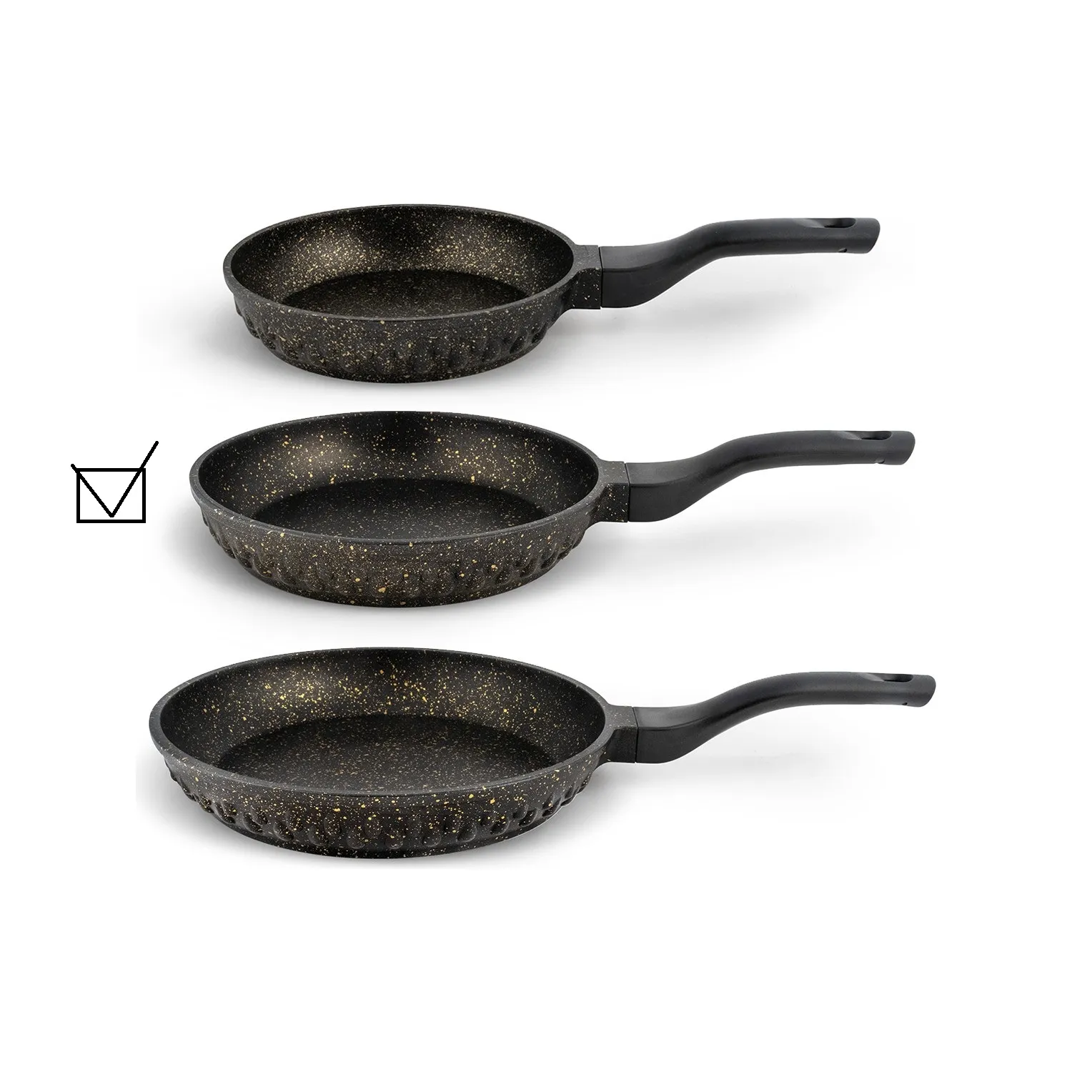 Tigaie 28 cm fără capac, granit, negru