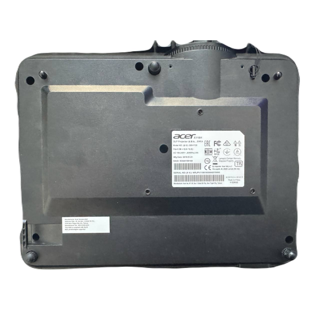 ACER X118H (MR.JPV11.001) DLP 3D, SVGA, 800x600, 20000:1, 3600Lm, 6000hrs (Eco), HDMI, VGA, USB-A, 3W Mono Speaker, Black, 2.4kg