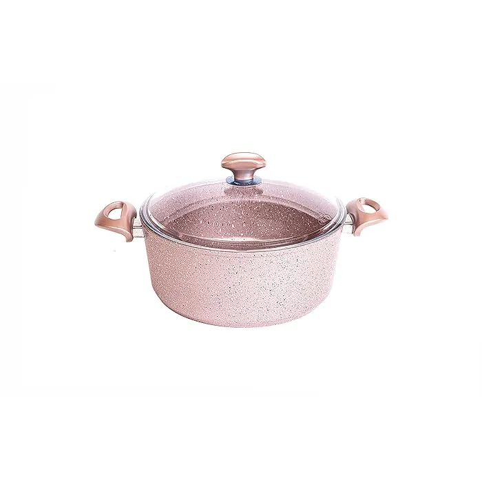 Cratiță adâncă 24 cm+capac, granit LUX