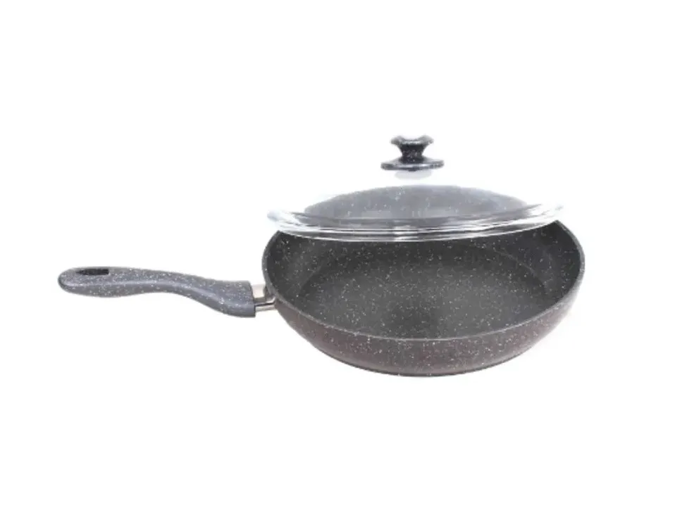 Tigaie 30 cm+capac de sticlă, granit LUX, gri