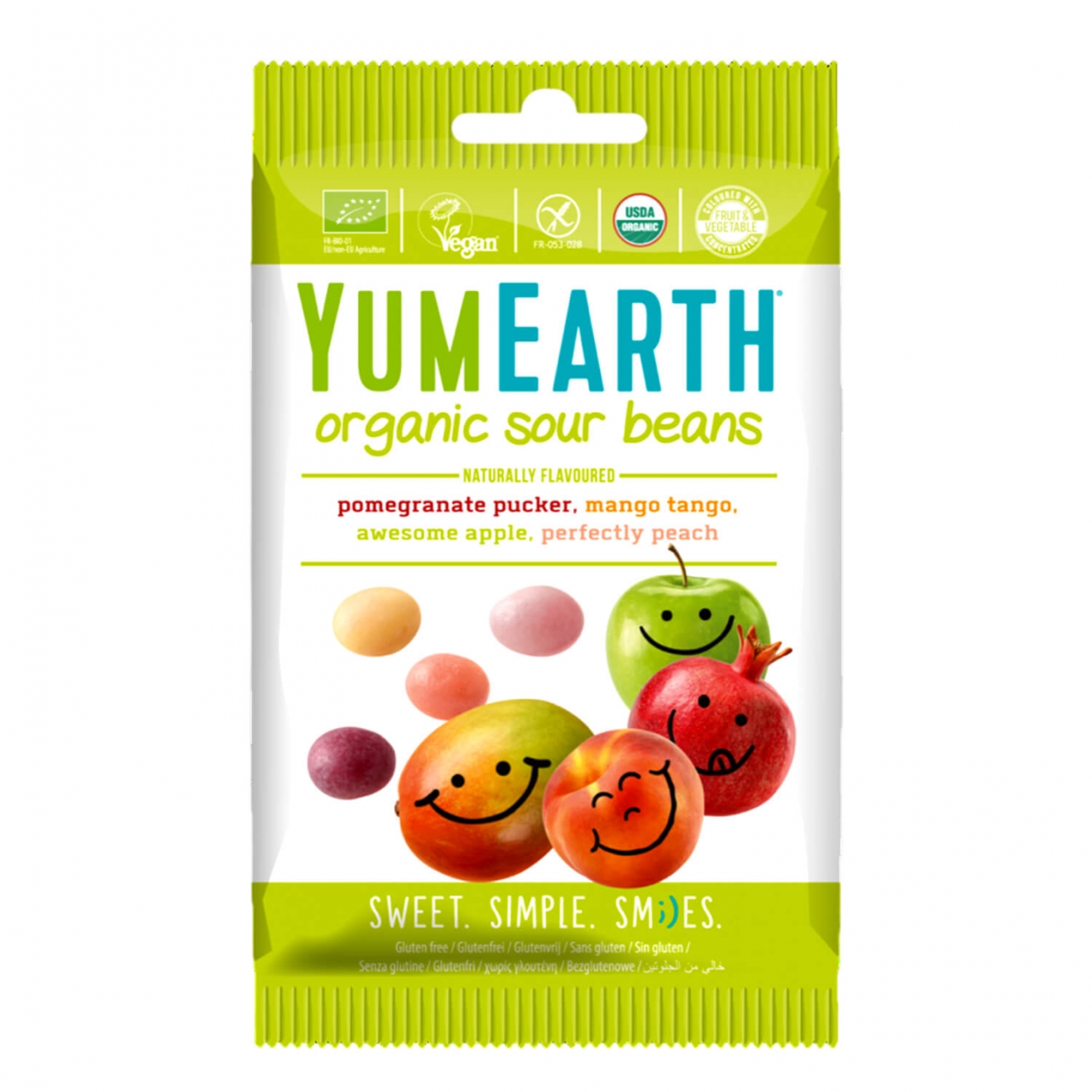 Drajeuri acrisoare bio YumEarth, Organic Sour Beans, 50g