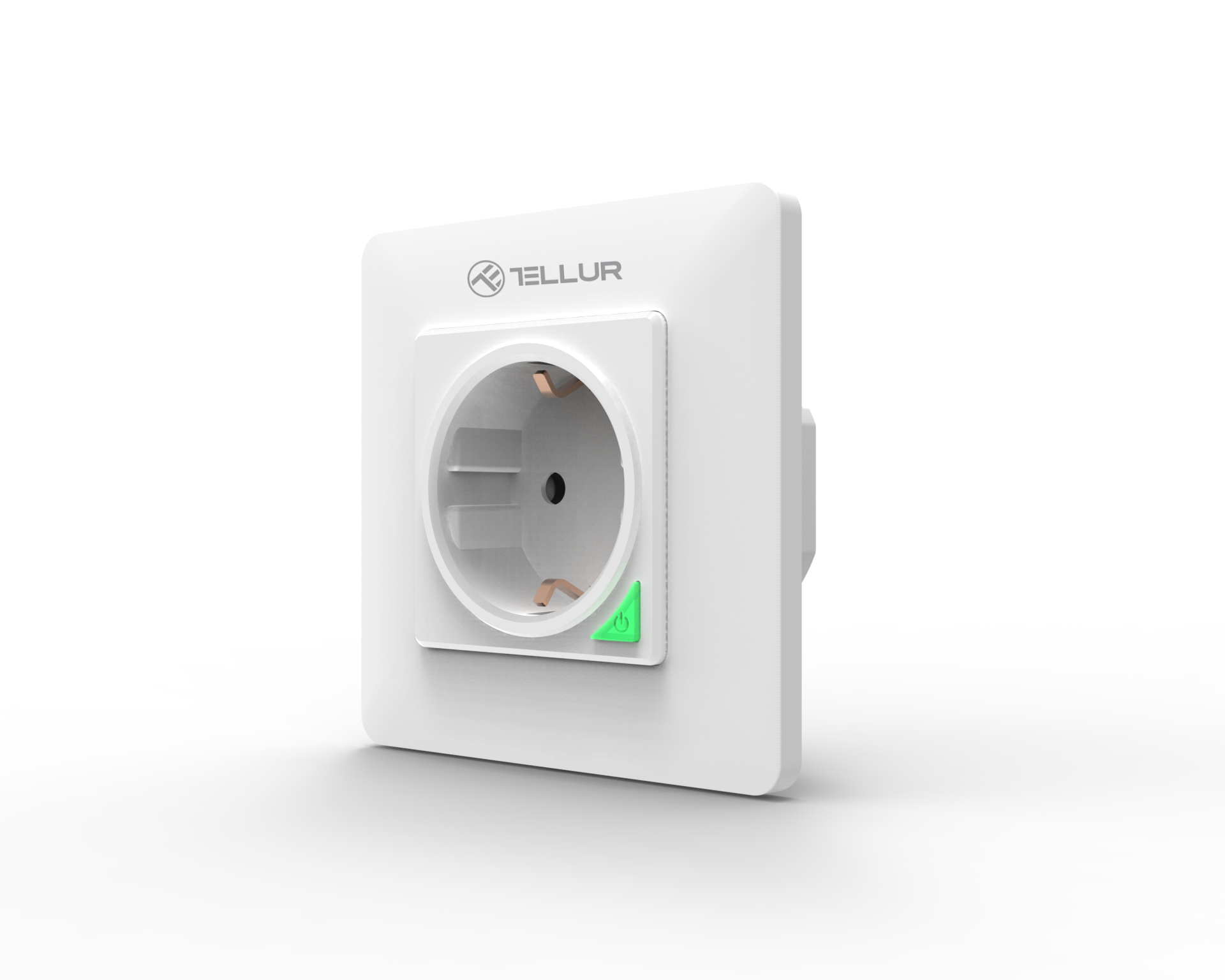 Priza WiFi perete, Schuko, 3000W, 16A, Tellur White TLL331321, compatibil Amazon Alexa, Google Assistance