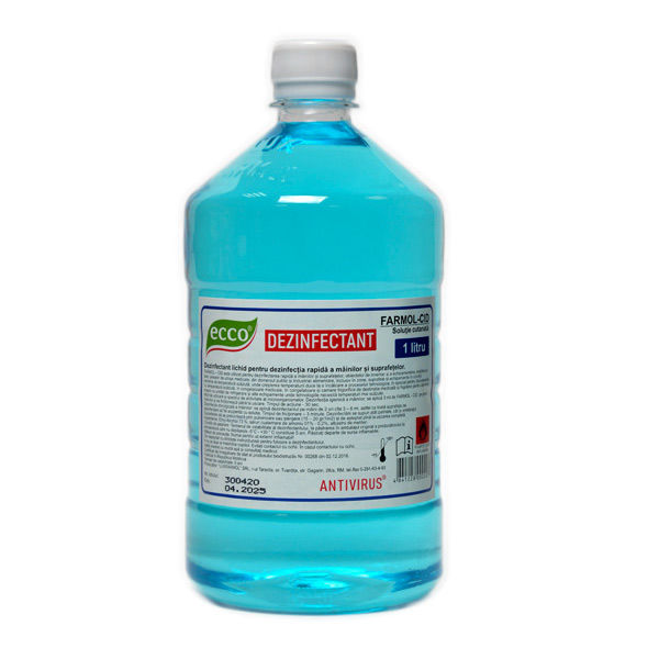 Dezinfectant antiseptic pentru maini efectiv împotriva microbilor ECCO Farmol-Cid 1 litrul