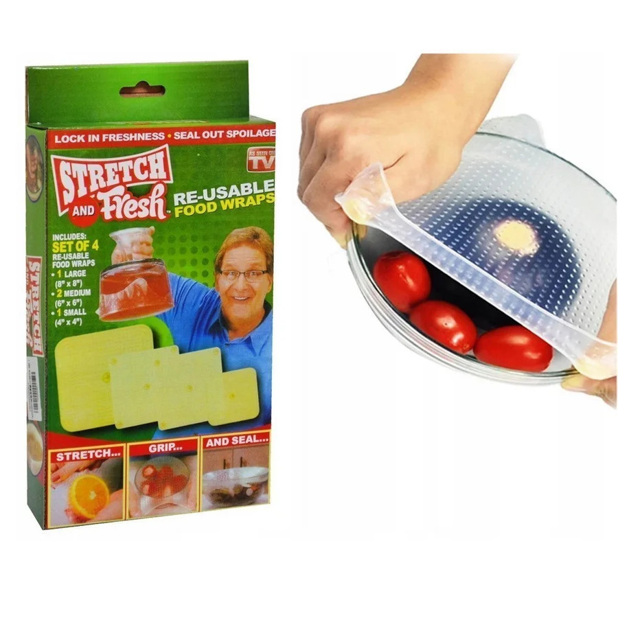 Set de 4 folii durabile, refolosibile si ecologice Stretch and Fresh (S3/P4)