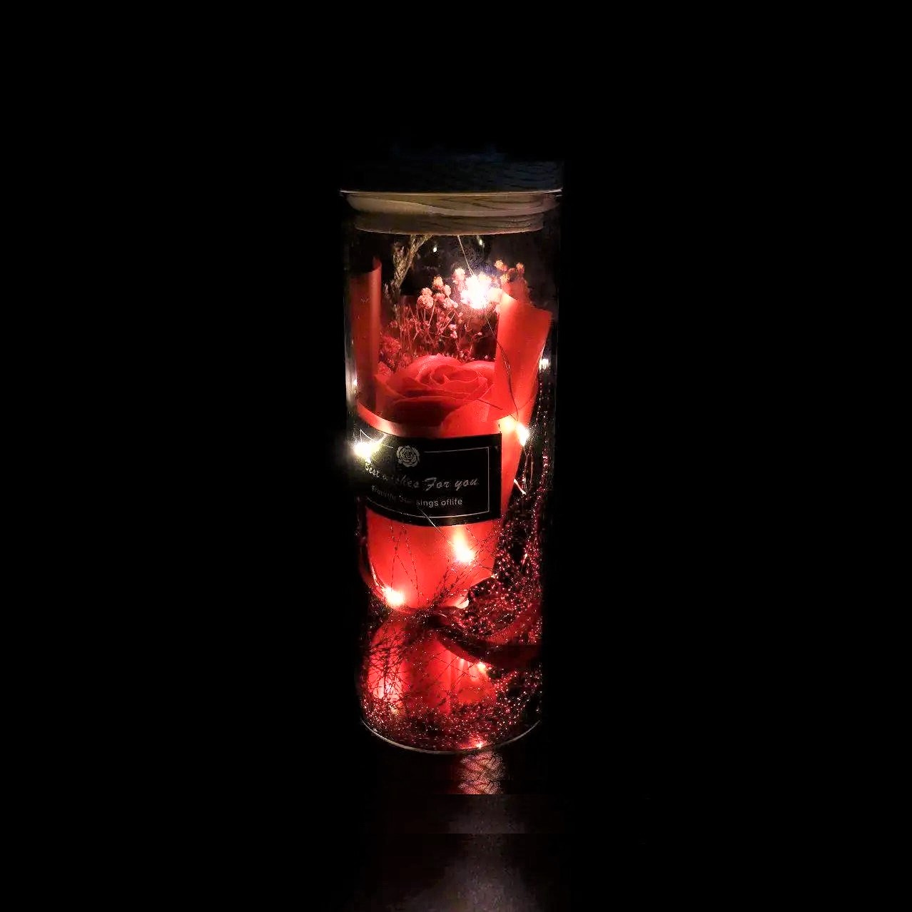 Trandafir criogenat în cupolă cu iluminare LED 20 cm (S19/P4)