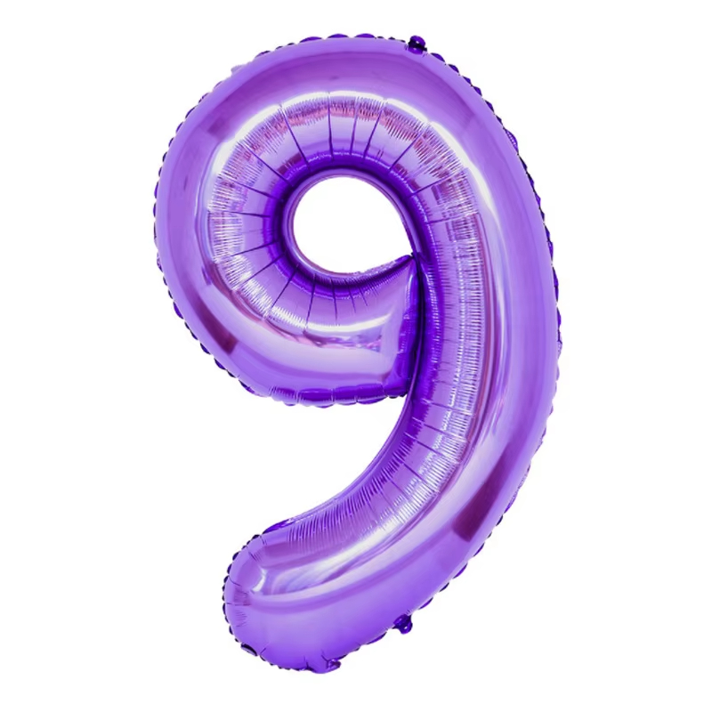 Цифра фольга фиолетовая 9