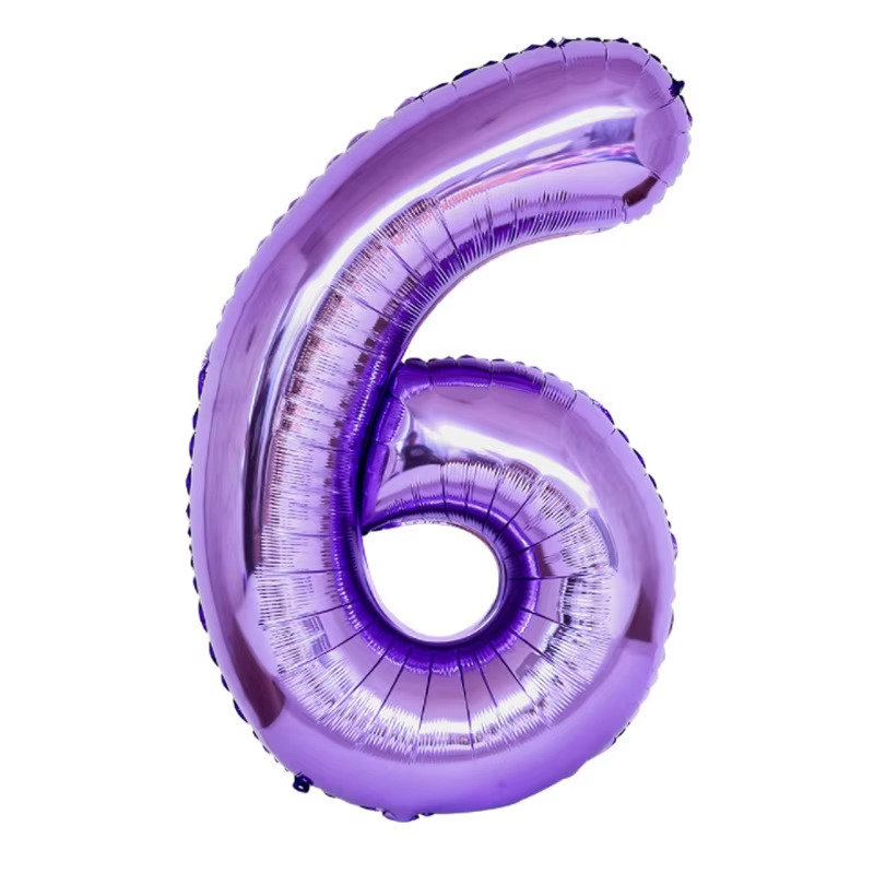 Цифра фольга фиолетовая 6