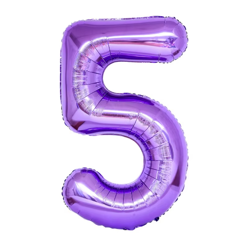 Цифра фольга фиолетовая 5