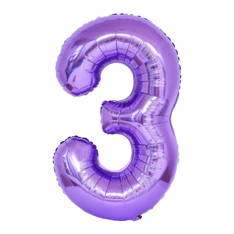 Цифра фольга фиолетовая 3