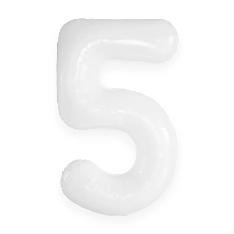 Цифра фольга Белая 5