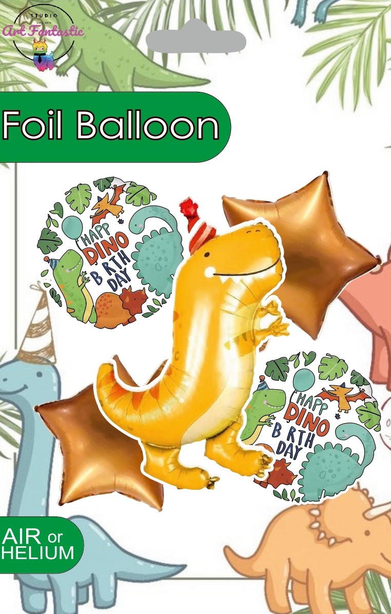 Set Orange Dino Birthday
