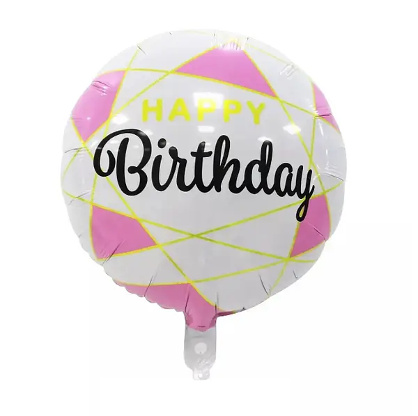 Фольгированный шар с рисунком Happy Birthday Pink