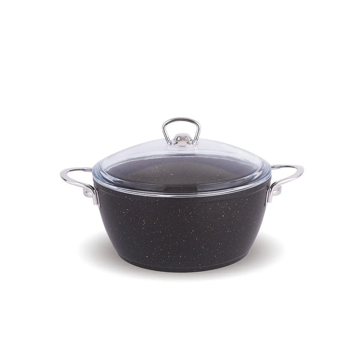 Cratiță adâncă 26 cm+capac, granit LUX