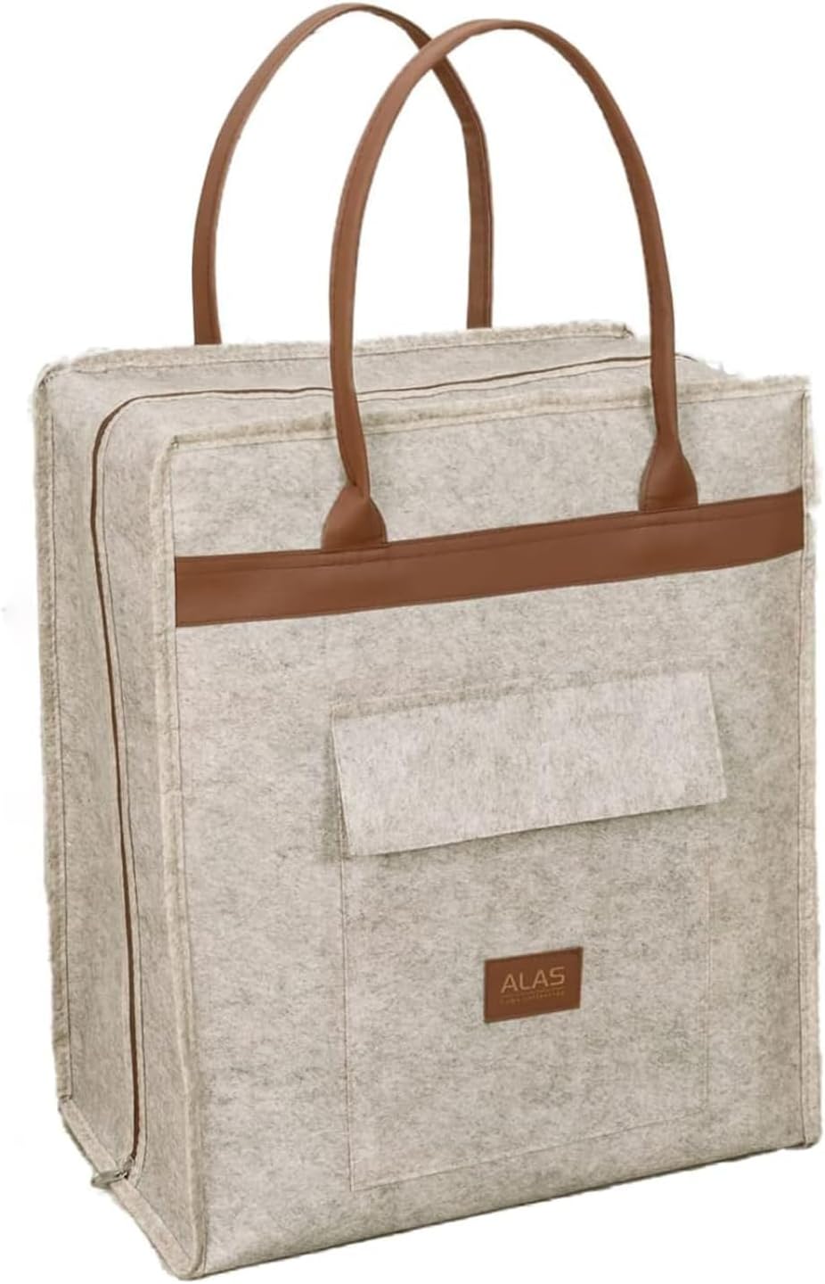 Сумка для обуви Felt Styles с кожаными ручками 35X22X40 см Бежевый
