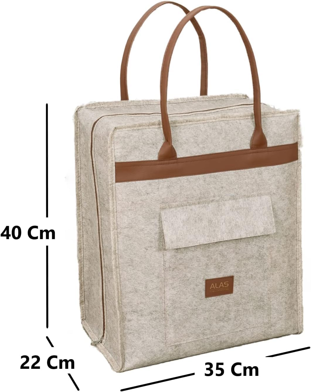 Сумка для обуви Felt Styles с кожаными ручками 35X22X40 см Бежевый