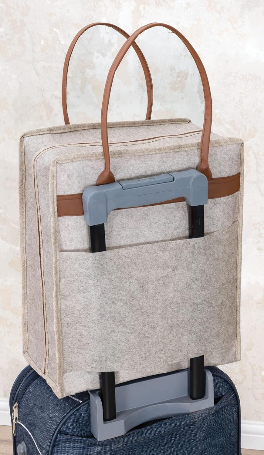 Сумка для обуви Felt Styles с кожаными ручками 35X22X40 см Бежевый