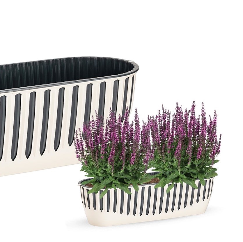 Ghiveci pentru balcon PIANO nr 2 (set 2 in 1) Alb