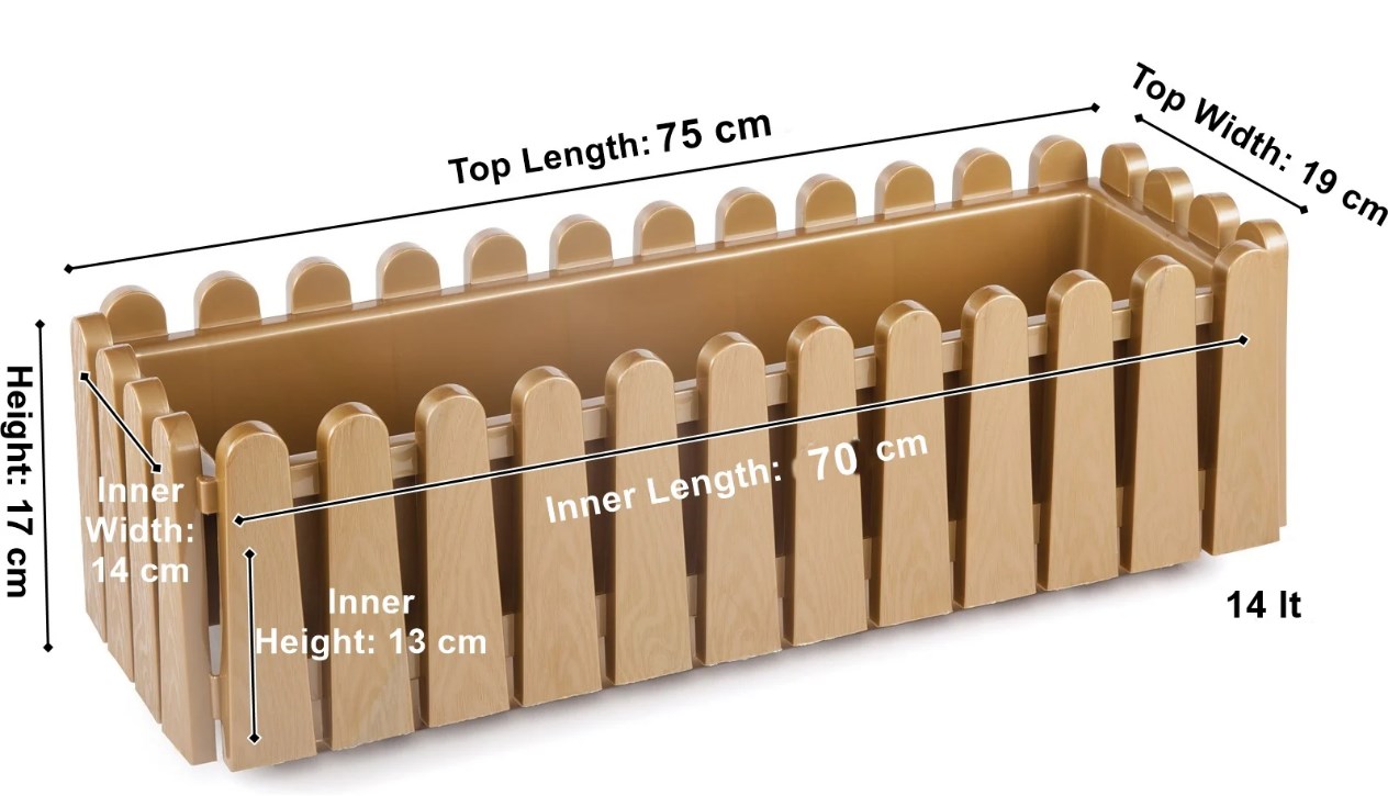 Ghiveci pentru balcon ISTANBUL nr 3 cu separator de drenare apa Auriu