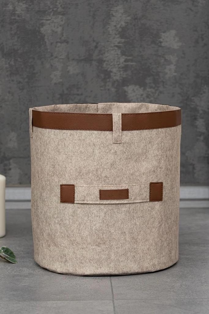 Coș cu curea din piele MAXI 25x23 cm Bej