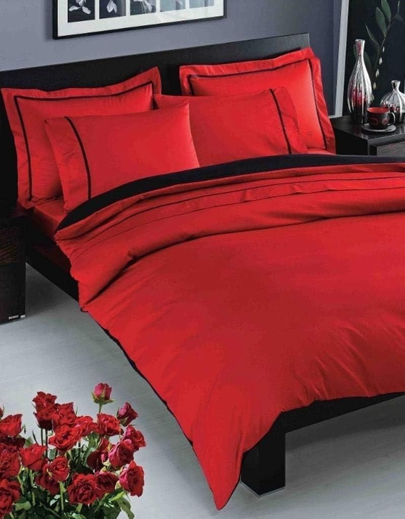 Set lenjerie de pat satin delux 2 TAC ROSU