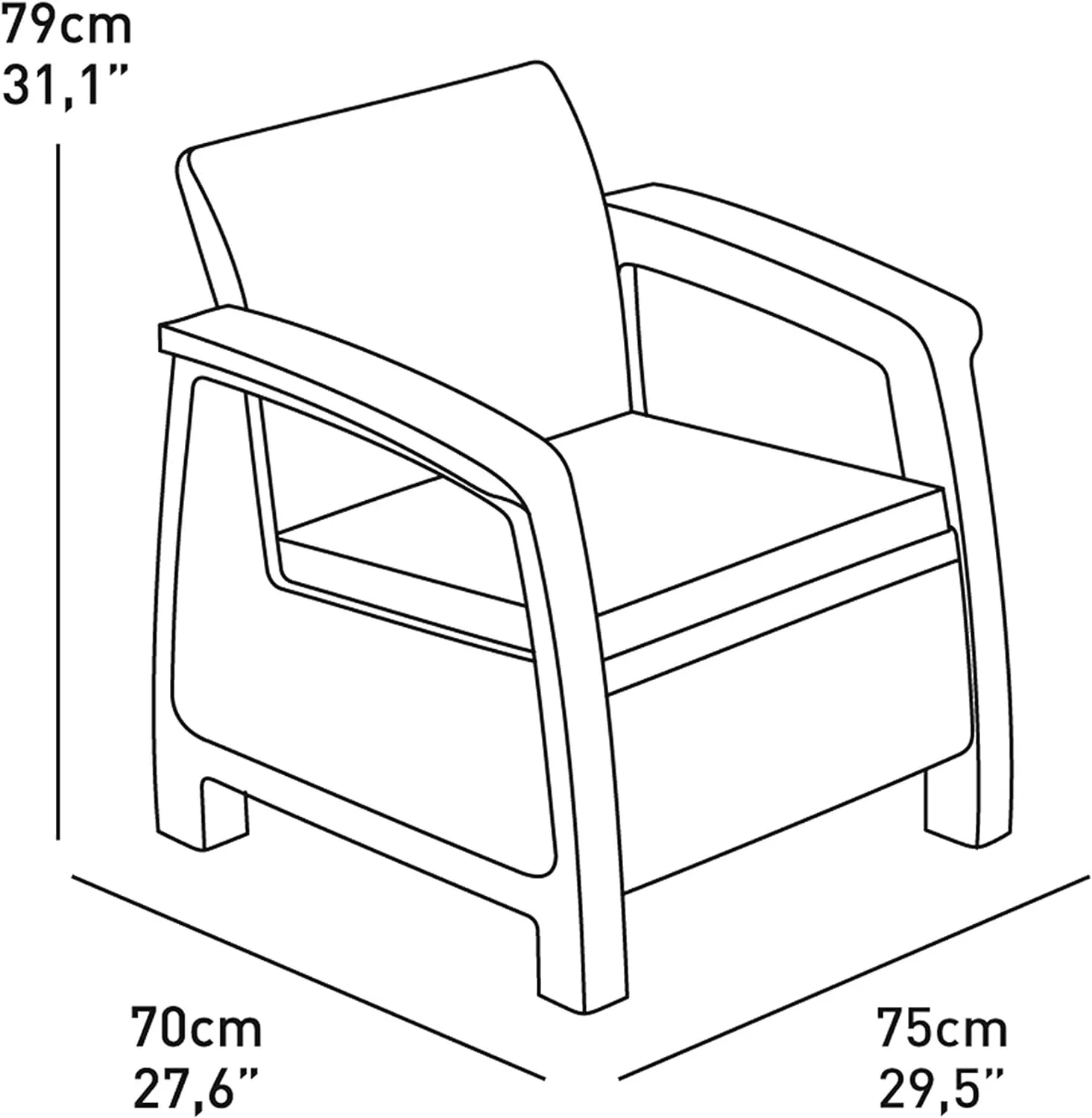 Set de mobilier de grădină NOVARA 5 piese Maro