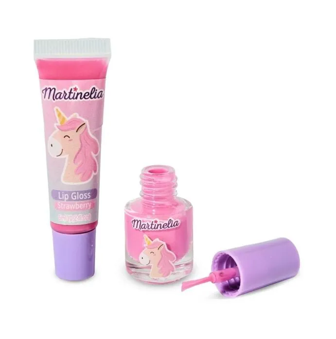 Set cosmetic „Martinelia Little Unicorn” – Luciu de buze și lac de unghii magic