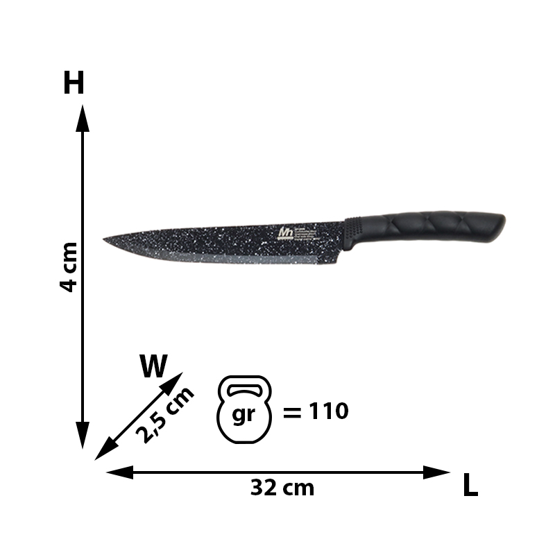 🔪 Set Cuțite Bucătărie MH6666, 6 Piese – Acoperire Marmură, Design Elegant