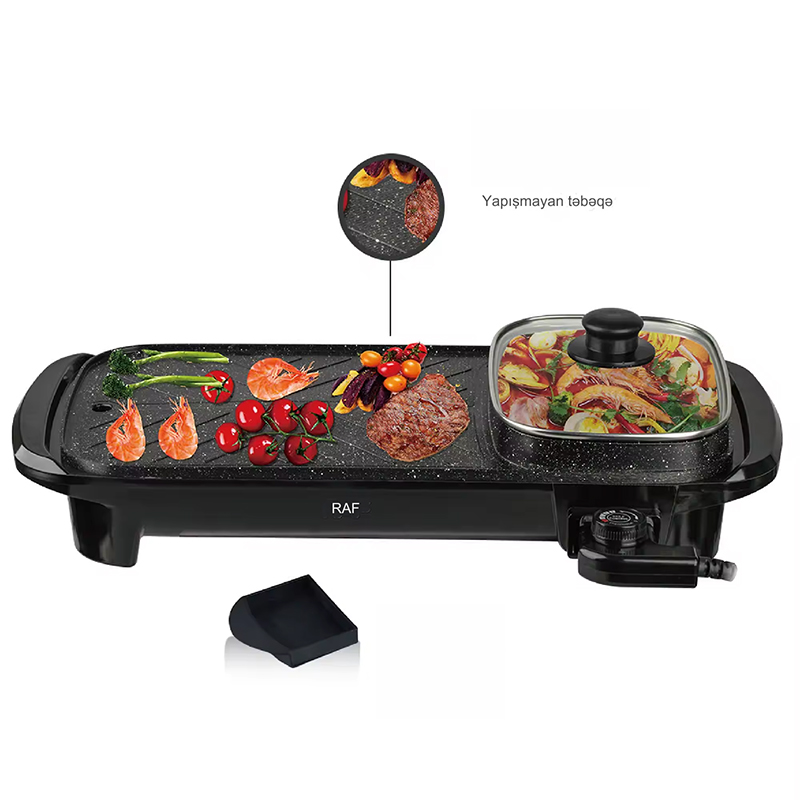 🍳 Grătar Electric RAF R5303, 1500 W, Suprafață 29x22 cm, Negru