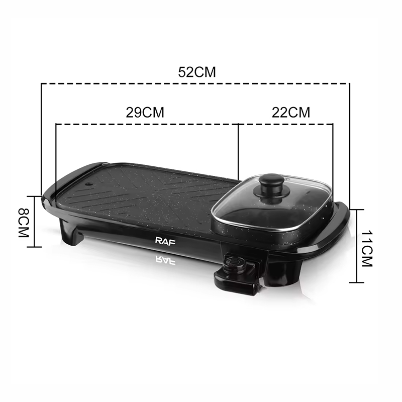 🍳 Grătar Electric RAF R5303, 1500 W, Suprafață 29x22 cm, Negru