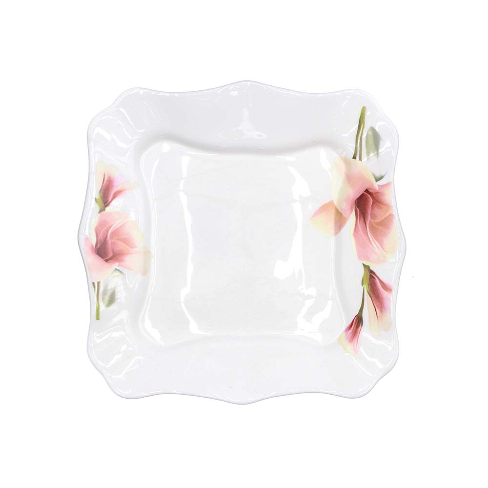 🍽 Farfurie de Servire din Ceramică – Alb cu Desen Elegant