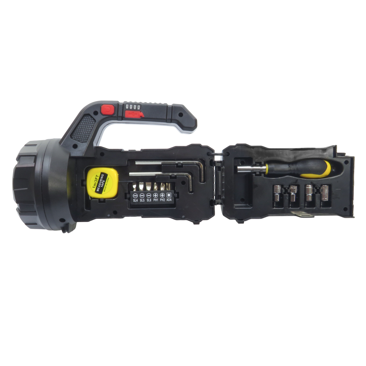 Lanternă Multifuncțională 2 în 1 cu Set de Unelte – Iluminare și Utilitate într-un Singur Dispozitiv