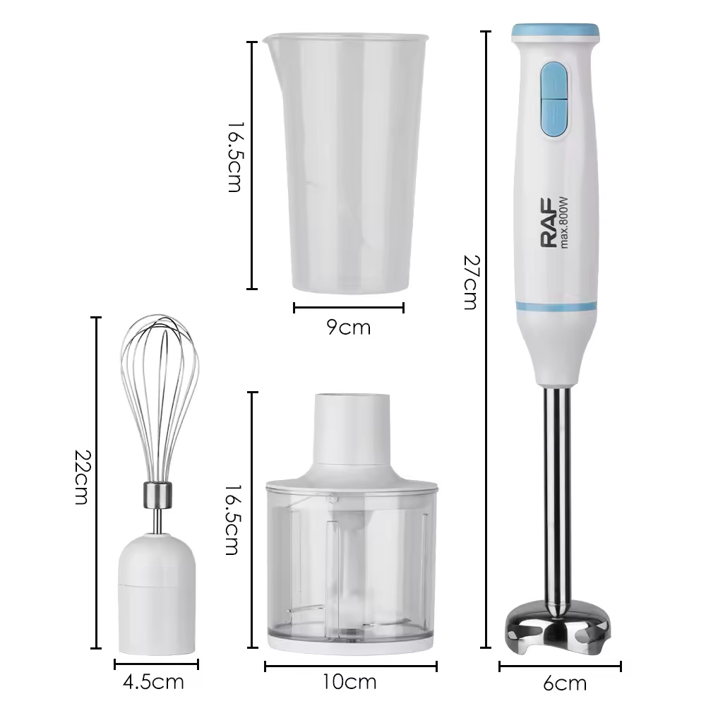 Blender RAF 3 în 1, Alb, 800W, 12 Viteze – Blender, Tocător și Tel într-un singur aparat