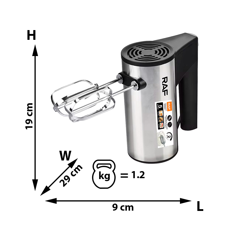 Mixer Electric RAF R6629, 450W, 5 Viteze, Palete și Cârlige pentru Aluat