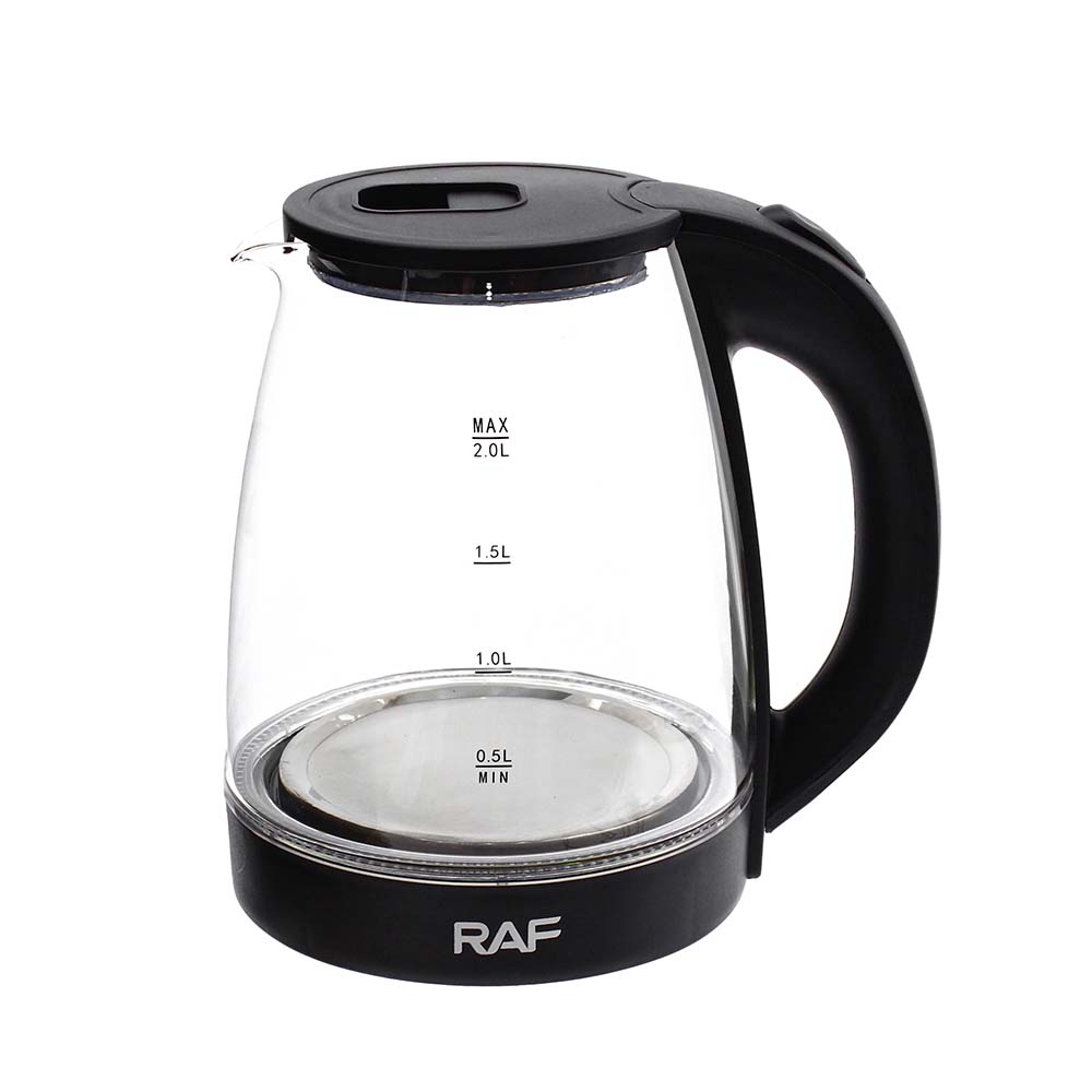 Ceainic Electric din Sticlă RAF, 2 Litri, 1500W, Negru – Fierește Rapid Apa pentru Ceai și Cafea