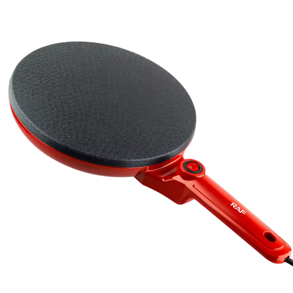 Plită Electrică pentru Clătite RAF R5210, 800W, Diametru 24 cm, Acoperire Antiaderentă - Roșie cu Alb
