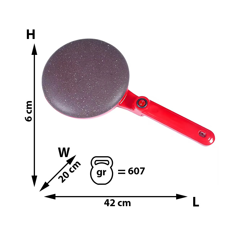 Plită pentru Clătite RAF R5209, 600W, Diametru 20 cm, Strat Antiaderent - Roșie